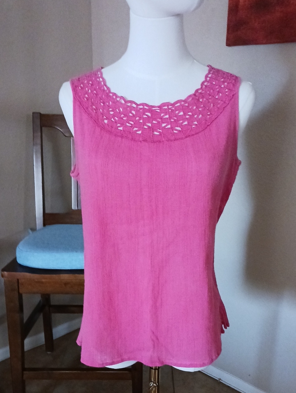 Axcess Pink Crochet Yoke Camisole